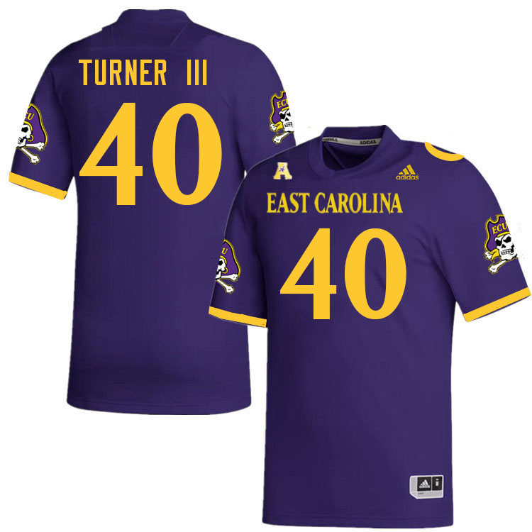 Men #40 Greg Turner III ECU Pirates College Football Jerseys Stitched-Purple